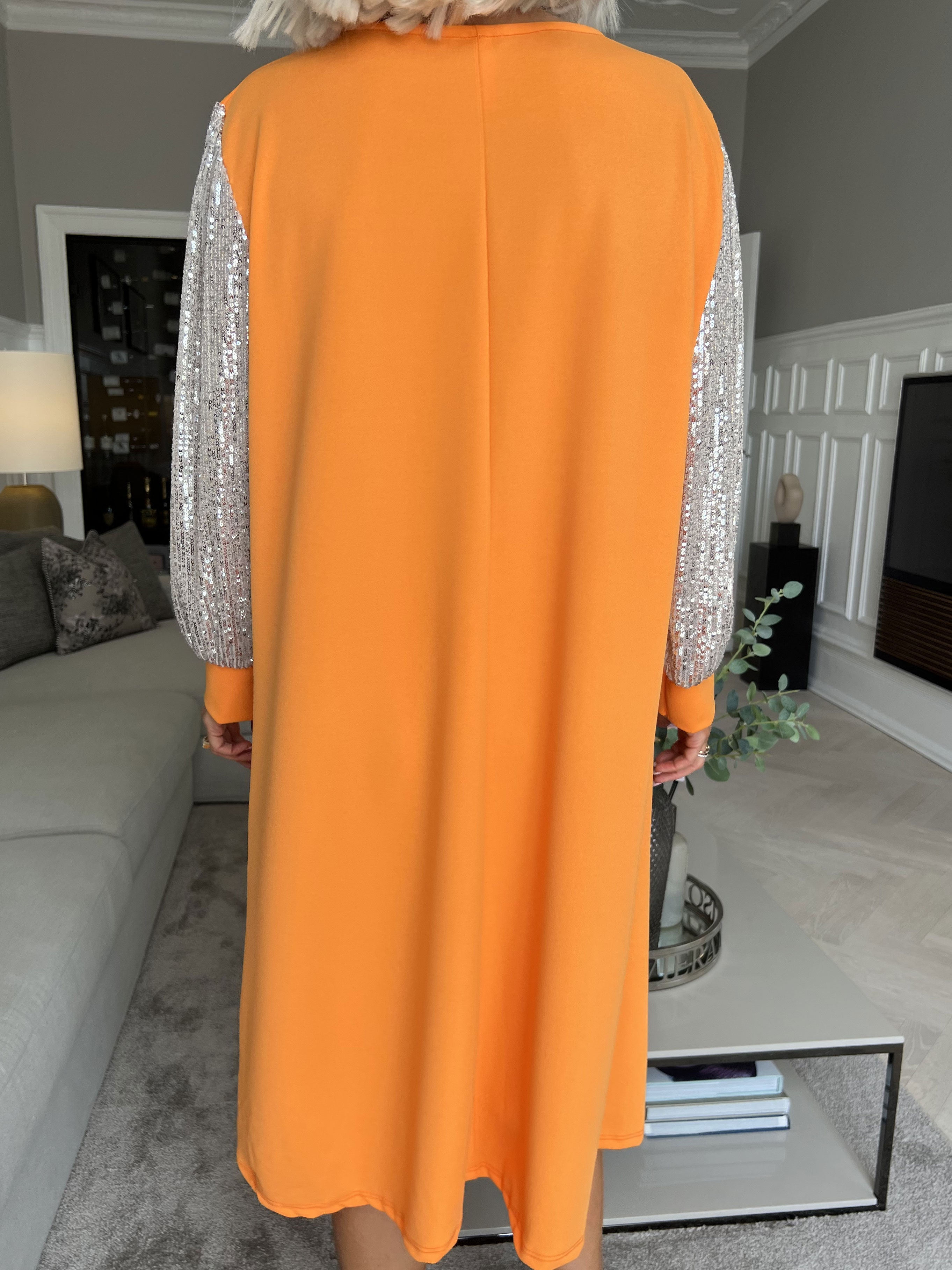 Djamila - Smuk kjole med paillet ærmer